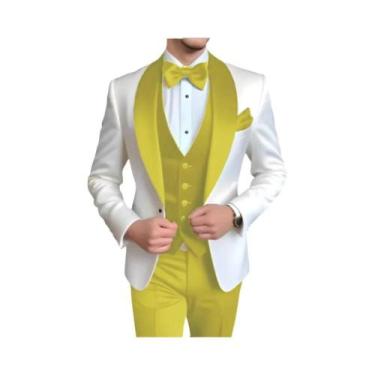 Imagem de Terno Masculino De 3 Peças Personalizado Com Lapela De Lenço Para Casa