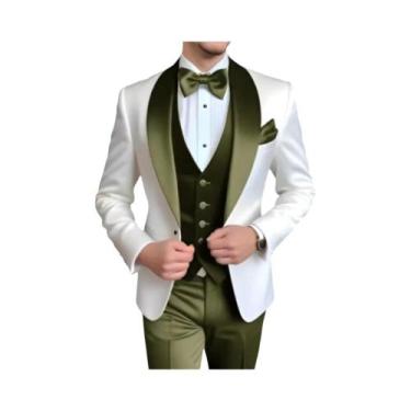 Imagem de Terno Masculino De 3 Peças Personalizado Com Lapela De Lenço Para Casa