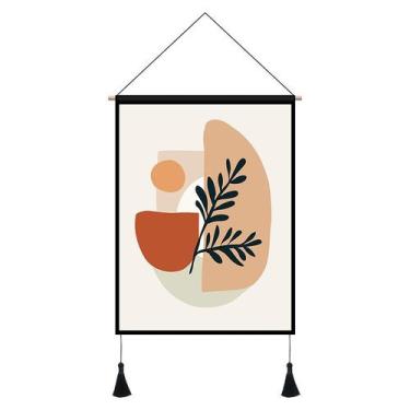 Imagem de Tapeçaria de parede, pintura abstrata de plantas, 65x45cm, microtecido