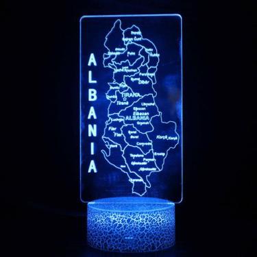 Imagem de Mapas da Albânia com mudança de cor de luz noturna LED 3D para criança