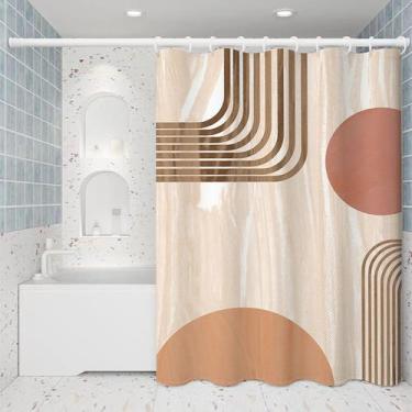 Imagem de Cortina de chuveiro Boho Geométrica Impermeável Poliéster 180x200cm - 