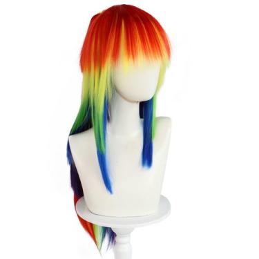 Imagem de Peruca de cosplay Littles Ponys Rainbows Dashs Synthetic Hair - yiweis