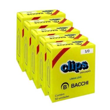Imagem de Kit 5 Caixa c/50 clips galvanizados 3/0 clipes bacchi papel