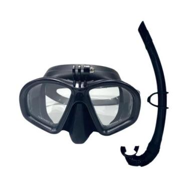 Imagem de Conjunto De Máscara De Mergulho Adulto Com Snorkel E Suporte Para GoPr