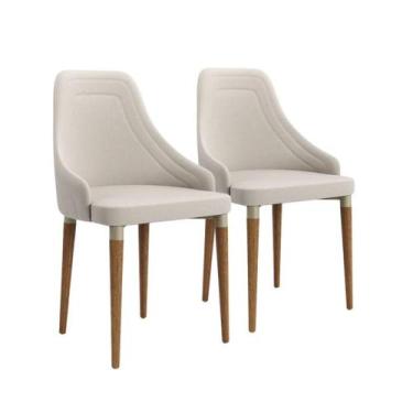Imagem de Conjunto 2 Cadeiras de Jantar Evelyn Champanhe Mesa Cozinha - Provínci