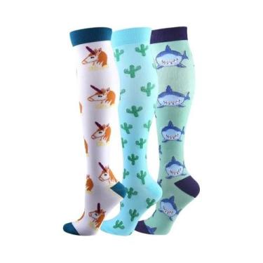 Imagem de Meias De Compressão Para Mulheres E Homens, 3 Pares, Altura Do Joelho,