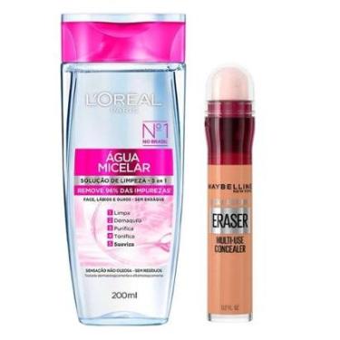 Imagem de L’Oréal Paris + Maybelline Kit - Água Micelar Solução de Limpeza + Corretivo Líquido Medium Kit-Feminino