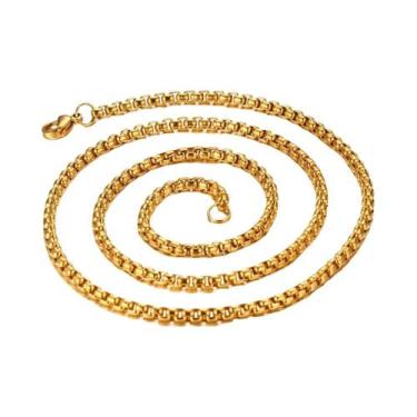 Imagem de Colar De Cadeia Em Aço Inoxidável De 3mm Em Ouro E Prata Para Mulheres