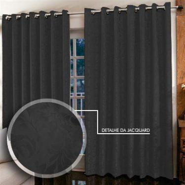 Imagem de Cortina Jacquard para sala/quarto 2,00 x 1,80 m  Admirare, Grafite