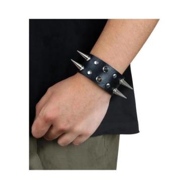 Imagem de Pulseira Ajustável De Couro Vintage Gótica Punk Masculina Com Fivela O