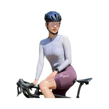 Imagem de Camisa De Ciclismo Feminina Slim Fit De Manga Longa Respirável Secagem