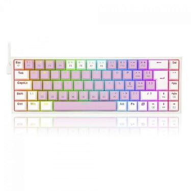 Imagem de Teclado Mecânico Gamer Redragon Castor, RGB, Switch Blue, ABNT2, Pink/White - Rosa - Unissex - Úni-Unissex