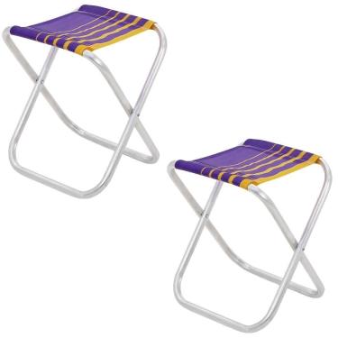 Imagem de Kit 02 Banquetas De Praia Tramontina Fiji Em Alumínio Com Assento Roxo E Amarelo 92900303