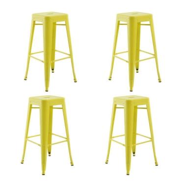 Imagem de Kit 4 Banquetas Altas Iron Tolix Titan Rivatti Amarela Base Metal