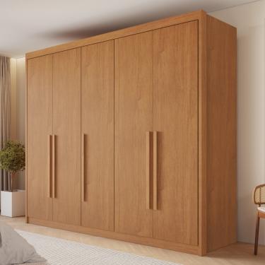 Imagem de Guarda Roupa Casal 5 Portas Em MDF Bari Conquista Móveis - Cinamomo