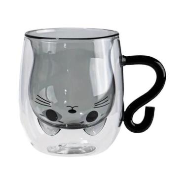 Imagem de Canecas De Vidro Com Design De Gato, Dupla Camada, Resistentes Ao Calo