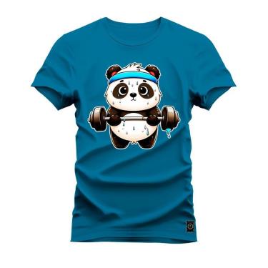 Imagem de Camiseta Plus Size Algodão Estampada Confortável Panda Fitness-Unissex