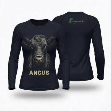 Imagem de Camiseta Feminina Performance Angus Preta Manga Longa UV50+ - Neopecuá