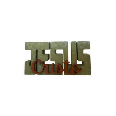 Imagem de Letreiro Jesus Cristo Placa Minimalista Bíblico Cristão Decorativo Mod