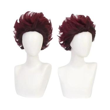 Imagem de Peruca Sintética Verde E Rosa Longa Para Cosplay De Kanroji Mitsuri De