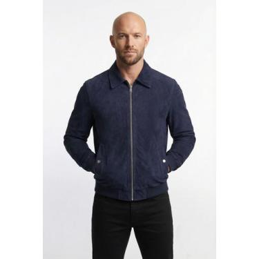 Imagem de Jaqueta masculina suede com gola 69389 - - Kloze, Azul marinho, G
