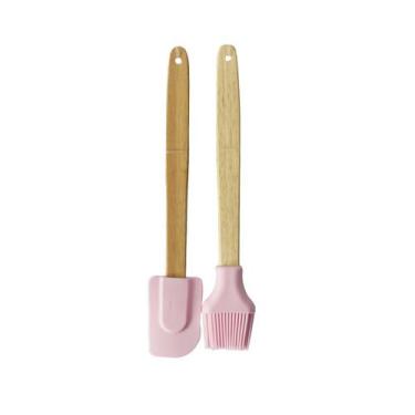 Imagem de Kit pincel e espatula de silicone com cabo de bambu com 2 peças - Casi