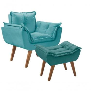 Imagem de Kit Poltrona Com Puff Opalla Suede Com Apoio Para os Pés D Salla