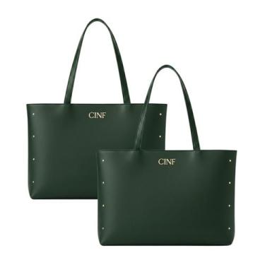 Imagem de Bolsa Sacola Feminina Grande De Ombro Kit 2 Peças Cor:Verde Militar - 