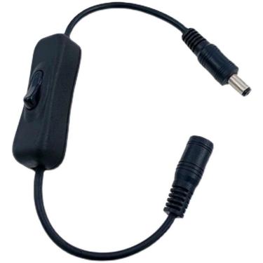 Imagem de Botão de Liga e Desliga P4 Interruptor Fita LED CFTV 12-24V Conector DC 2.1 X 5.5 mm Preto OEM