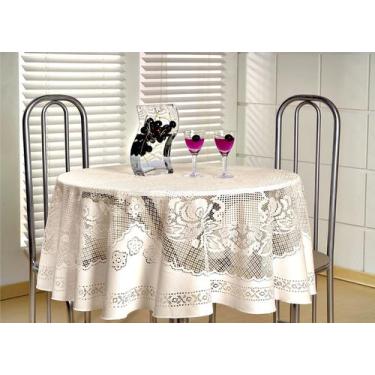 Imagem de Toalha De Mesa Redonda Renda Jacquard 1,60 Mts 4 Lugares - ACVR, Creme