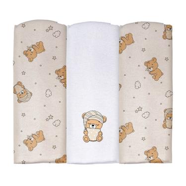 Imagem de Cueiro Flanelado Estampado com Puff 1,00 cm x 80 cm Pixuxu