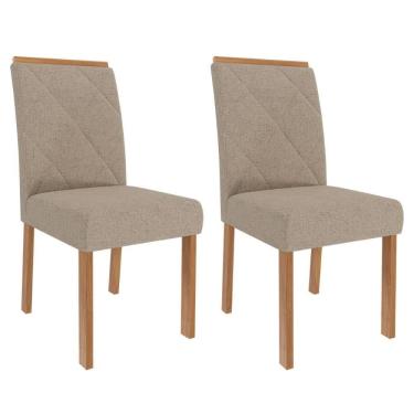 Imagem de Kit 2 Cadeiras Estofadas Madeira Tauari 20223 Linho MOLCI