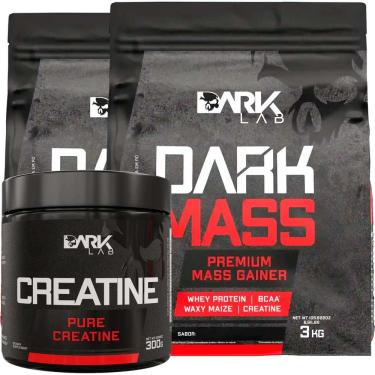 Imagem de 2x Dark Mass 3kg + Creatina 100% Dark Lab Chocolate Branco