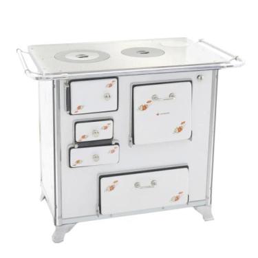 Imagem de Fogão a Lenha 01 Venâncio Gabinete Tradicional Branco Florido FL1GCX-2