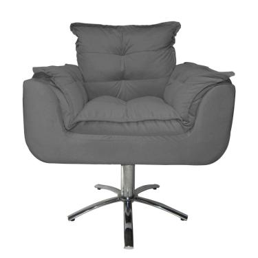 Imagem de Conjunto 2 Poltronas Para Recepção Com Base Giratória de Metal Opala Suede Cinza - LM D...