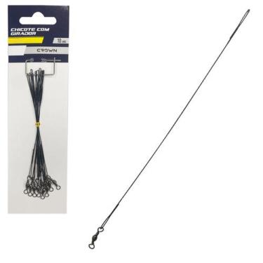 Imagem de Chicote Crown Steel Leader Black Nickel com Girador 60lb (23cm, 10un)