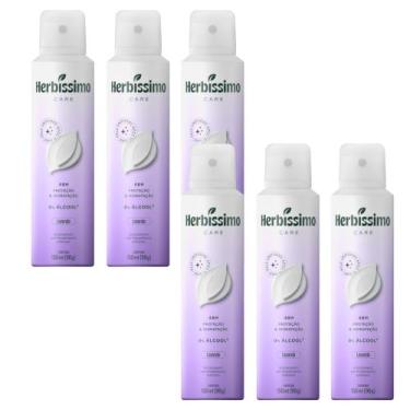 Imagem de Kit 6 Desodorante Aerossol Herbíssimo Care Sem Álcool Lavanda 150Ml  D