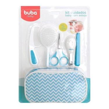 Imagem de Kit Higiene Buba Cuidados Para Bebê Com Estojo Branco Azul - Buba Baby