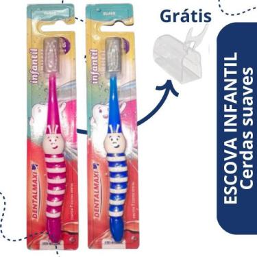 Imagem de Escova Dental Infantil Lagarta Divertida Cores  - Dentalmaxi, Azul