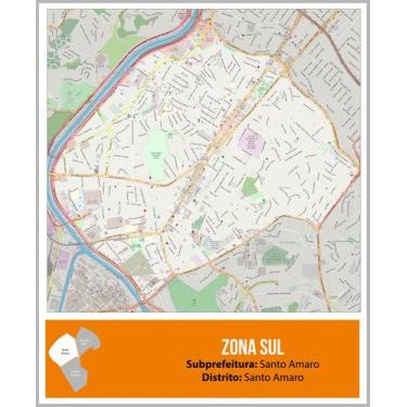 Imagem de Mapa Bairro Santo Amaro  Município São Paulo- Sp - Adesivo  - Citimaps