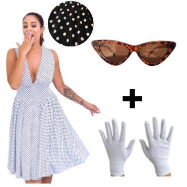 Imagem de Fantasia Vestido Anos 60 Completa Anos 70 80 Vintage Adulto Feminino R