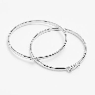 Imagem de Bracelete Feminino Prata 925 com Fecho  Amaré 2mm e 4mm, 4mm