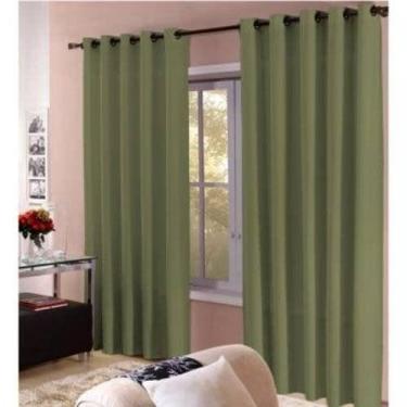Imagem de Kit com 10 cortinas Barcelona 3x2,5 para sala  Admirare, Verde