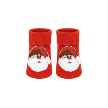 Imagem de Meia Para Bebê Pantufa 3d 0 a 6 Meses Unissex Especial Natal Encantado