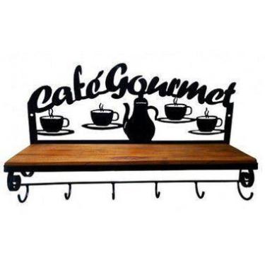 Imagem de Prateleira Em Ferro E Madeira Rústica Café Gourmet Retrô Vintage - Ali