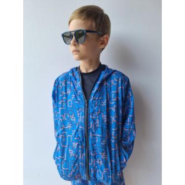 Imagem de Jaqueta Corta Vento Infantil Juvenil Unissex - Ohana Fashion, Azul roy