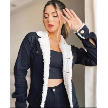 Imagem de Jaqueta Jeans Preta Forrada Em Pelúcia - Providência Jeans, 42, Preto