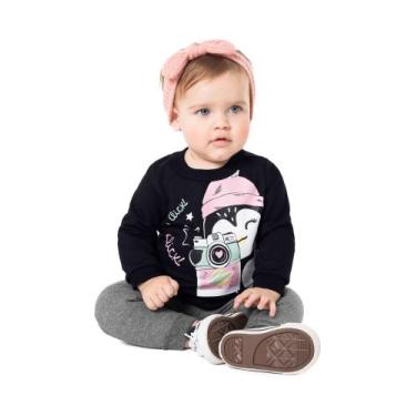 Imagem de Conjunto Moletom Bebê Menina Infantil Flanelado Inverno cpunho Quentin