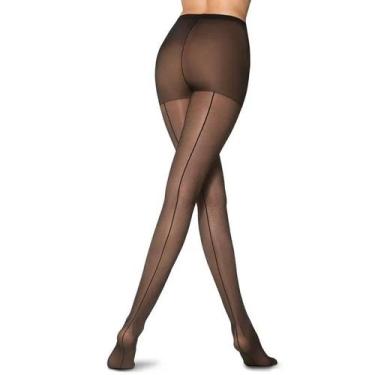 Imagem de Meia Calça Feminina Lupo Loba Fio 15 Risca Preto - 05685, M