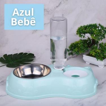 Imagem de Comedouro E Bebedouro Automático Para Cães Gatos Pet Filhotes cor:Azul